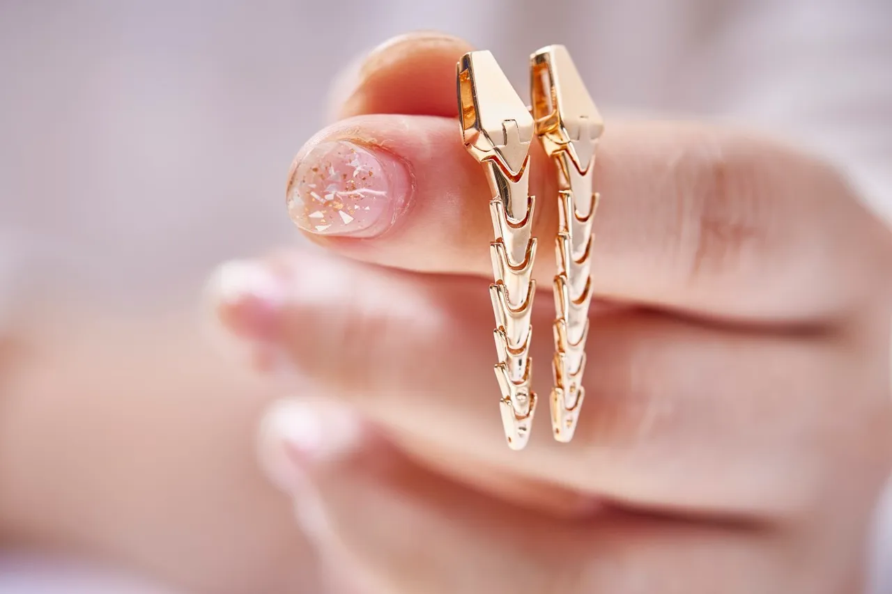 Gold-Tone Articulated Segment Earrings 3