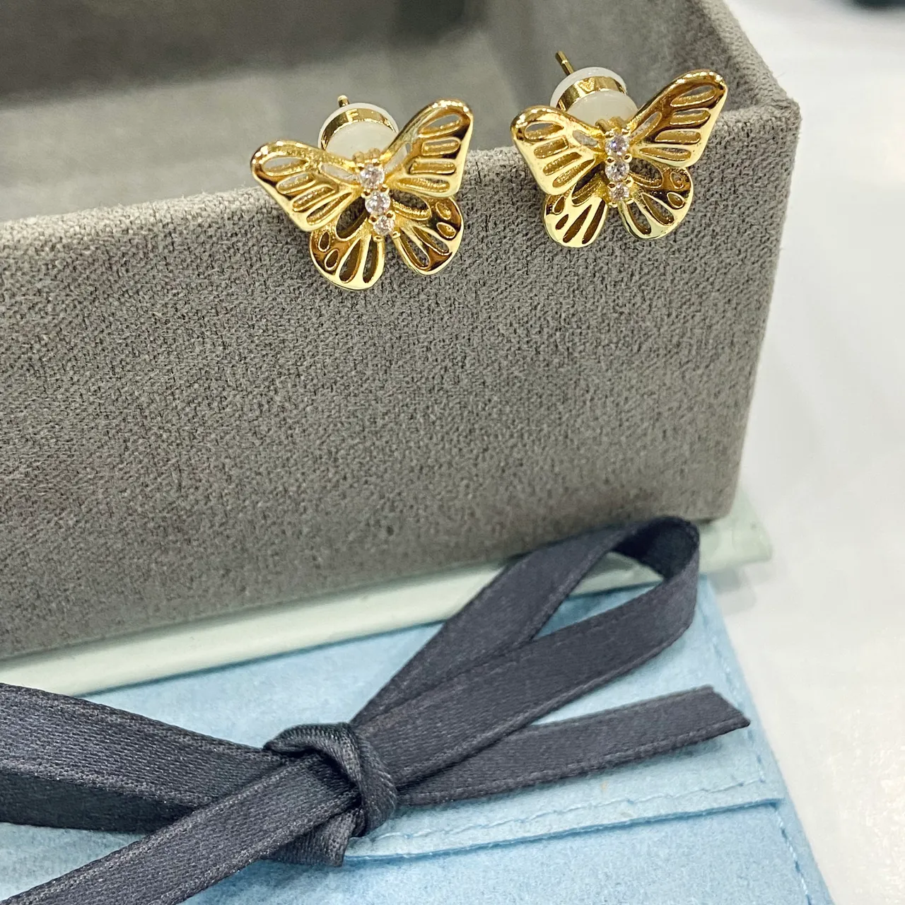 Gold-Tone Butterfly Openwork Stud Earrings 2