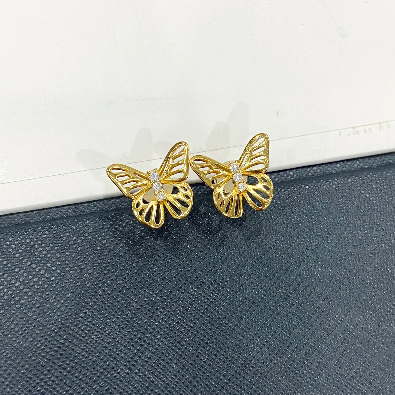 Gold-Tone Butterfly Openwork Stud Earrings 4