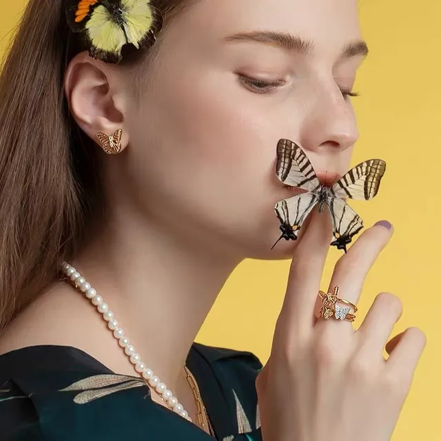 Gold-Tone Butterfly Openwork Stud Earrings 5