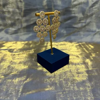 Gold-Tone Crystal Floral Cluster Dangling Earrings