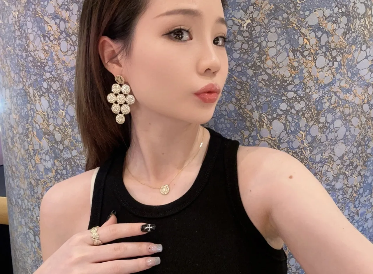 Gold-Tone Crystal Floral Cluster Dangling Earrings 5