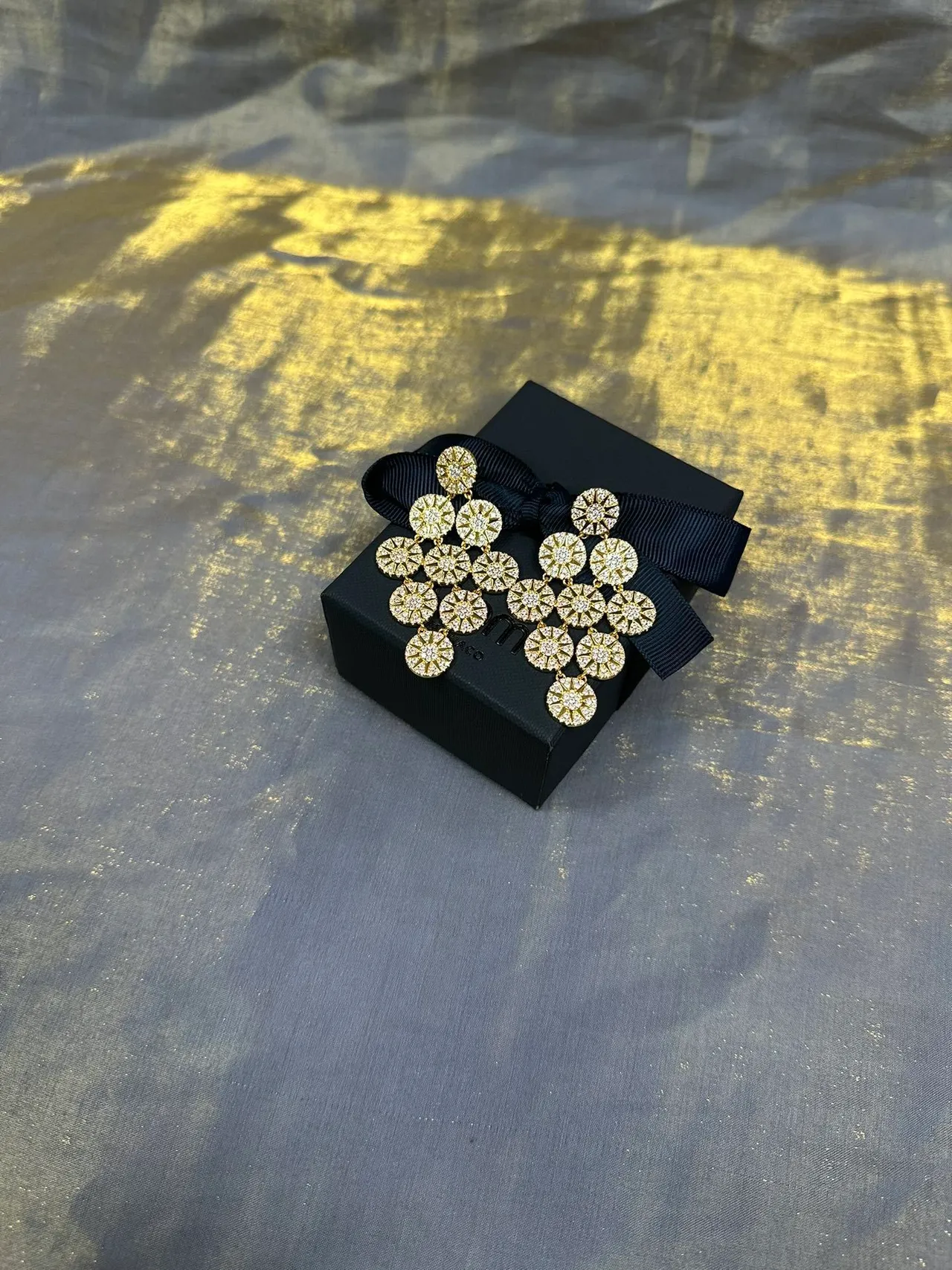 Gold-Tone Crystal Floral Cluster Dangling Earrings 7