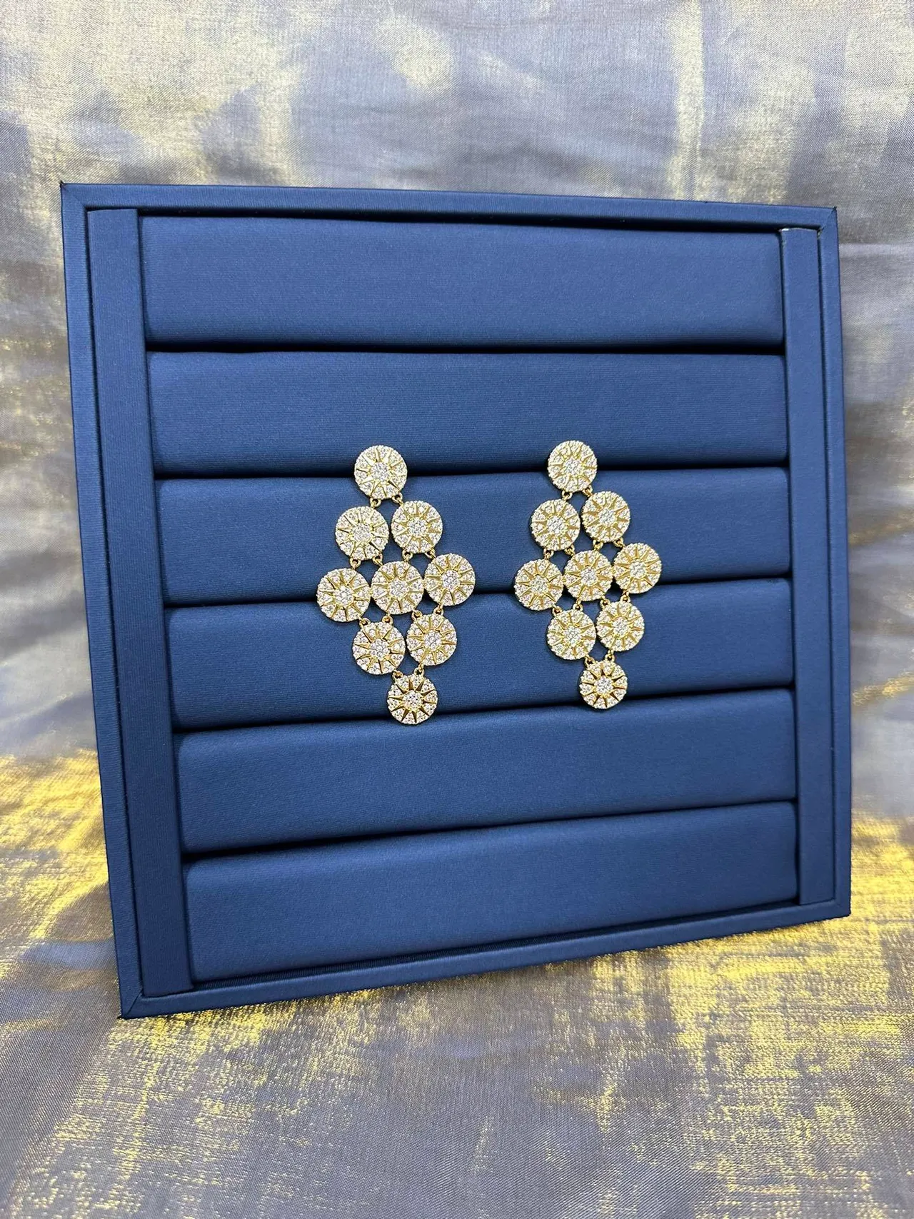 Gold-Tone Crystal Floral Cluster Dangling Earrings 8
