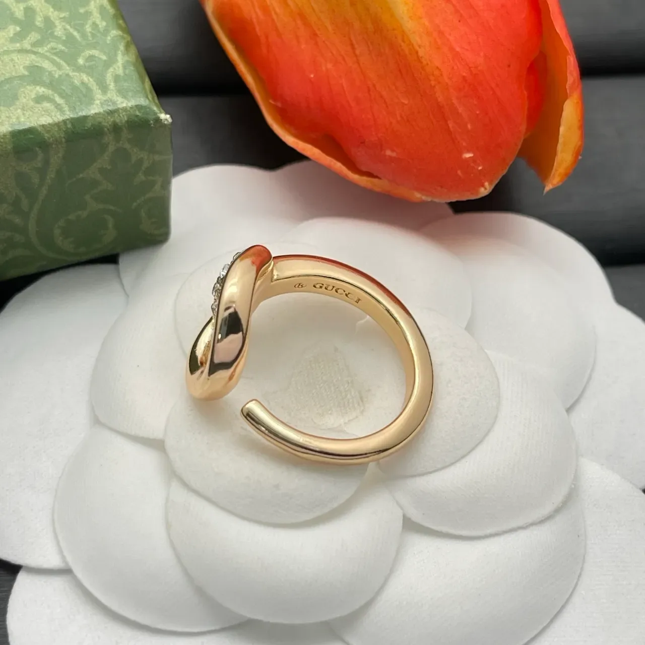Gold-Tone Crystal Horseshoe Motif Adjustable Ring 3