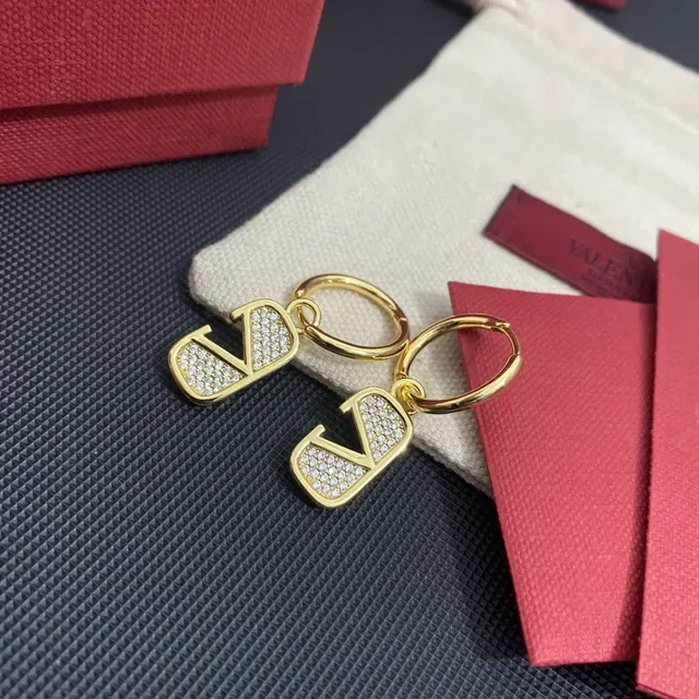 Gold-Tone Crystal V-Shaped Hoop Dangle Earrings 7