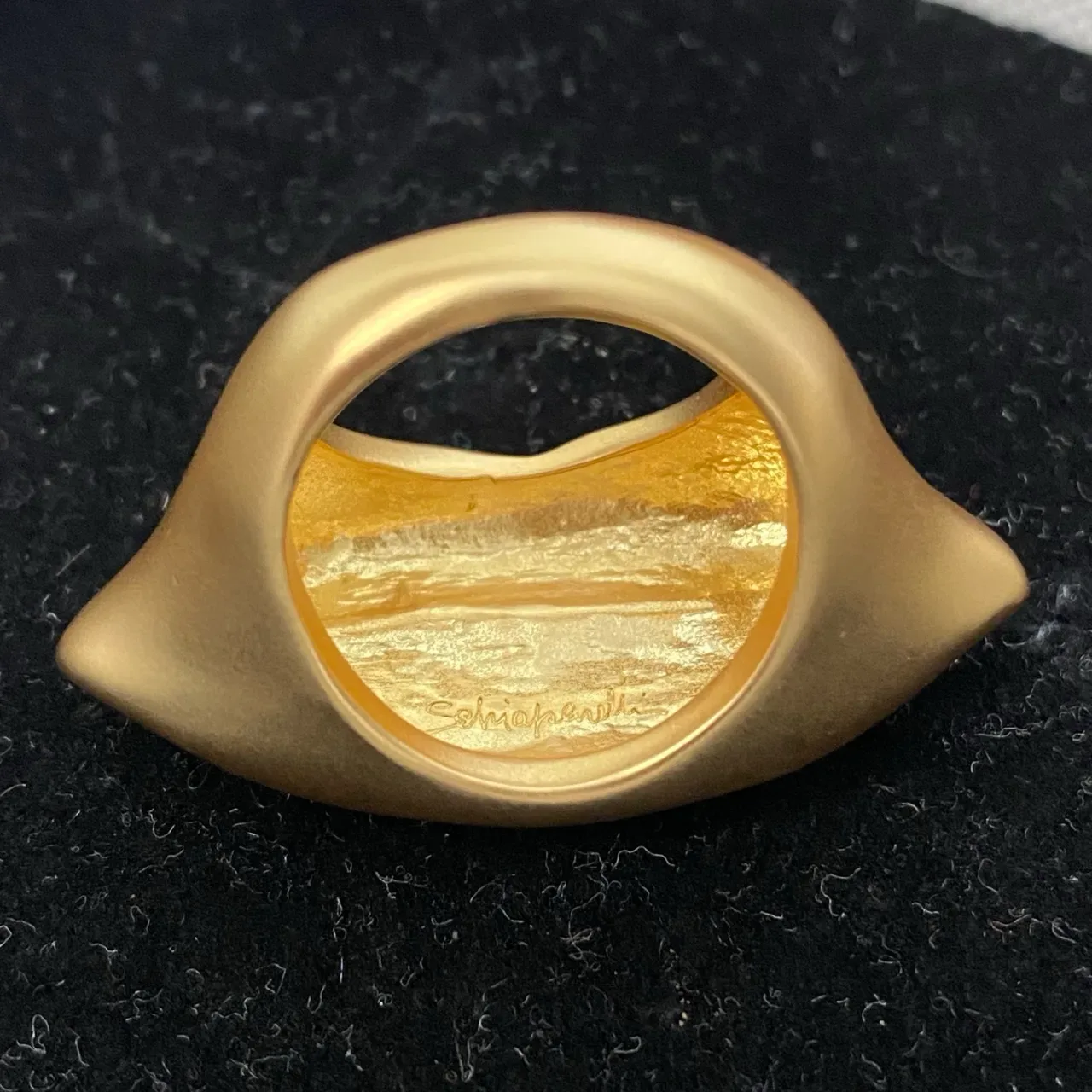 Gold-Tone Eye-Shaped Textured Ring 3