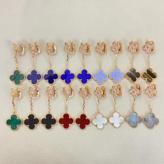 Gold-Tone Four-Leaf Clover Chain Drop Earrings