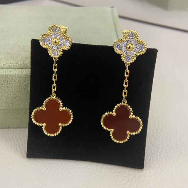 Gold-Tone Four-Leaf Clover Chain Drop Earrings 3