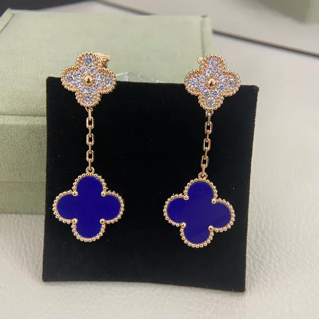Gold-Tone Four-Leaf Clover Chain Drop Earrings 4