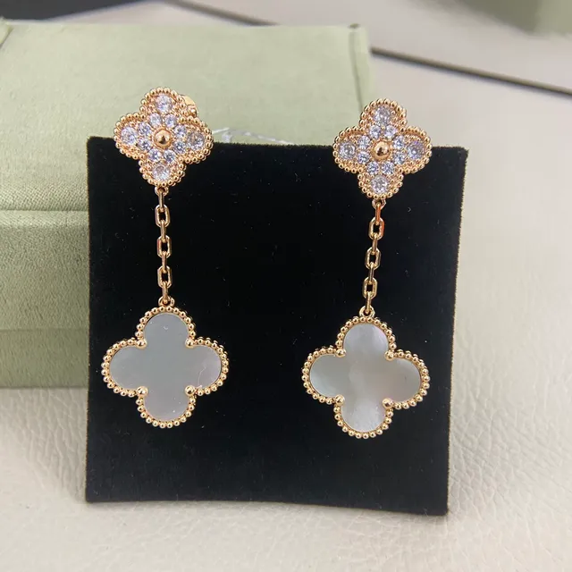 Gold-Tone Four-Leaf Clover Chain Drop Earrings 5