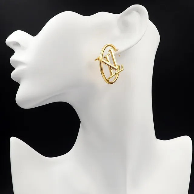 Gold-Tone Geometric Logo Hoop Earrings 2