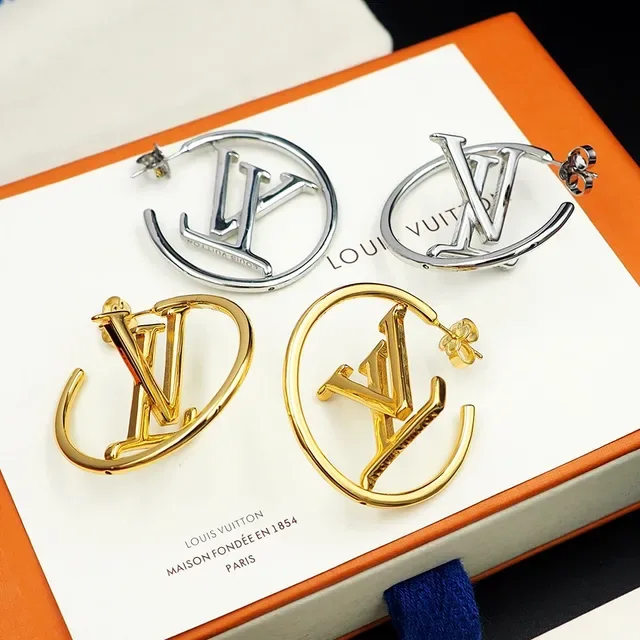 Gold-Tone Geometric Logo Hoop Earrings 4