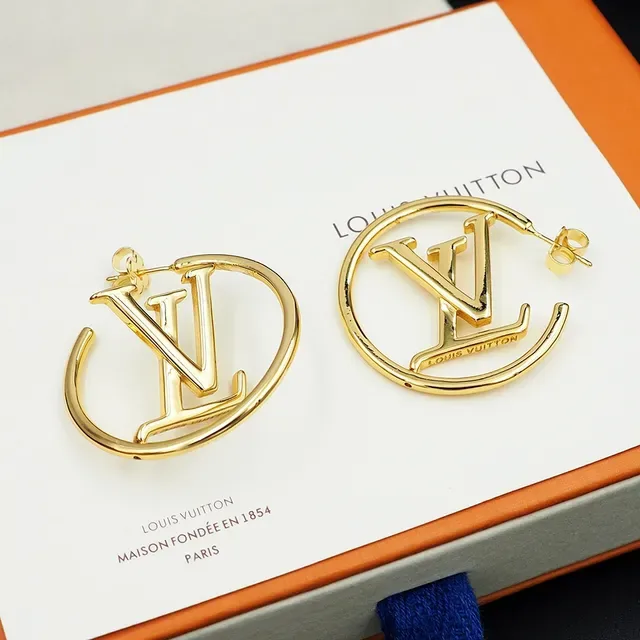 Gold-Tone Geometric Logo Hoop Earrings 5