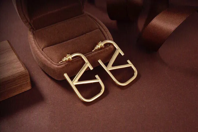 Gold-Tone Geometric V Motif Open Hoop Earrings 6