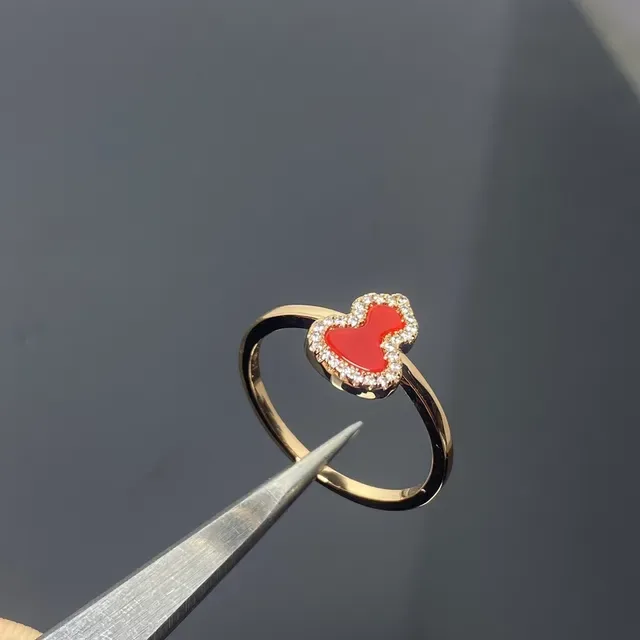 Gold-Tone Heart-Shaped Red Enamel Pavé Ring 2
