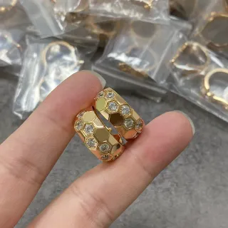 Gold-Tone Honeycomb Pavé Hoop Rings