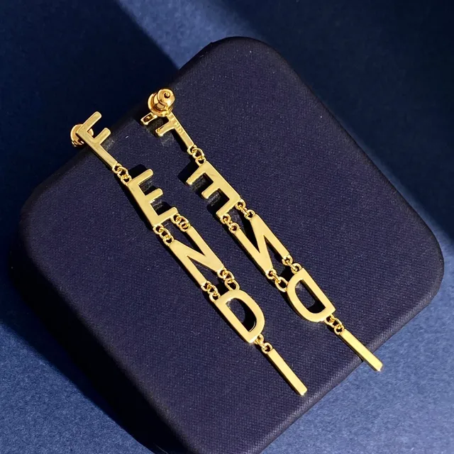 Gold-Tone Letter-Chain Dangling Earrings 8