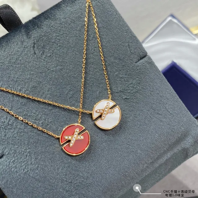 Collier X-Bar avec perle mère de ton doré 3
