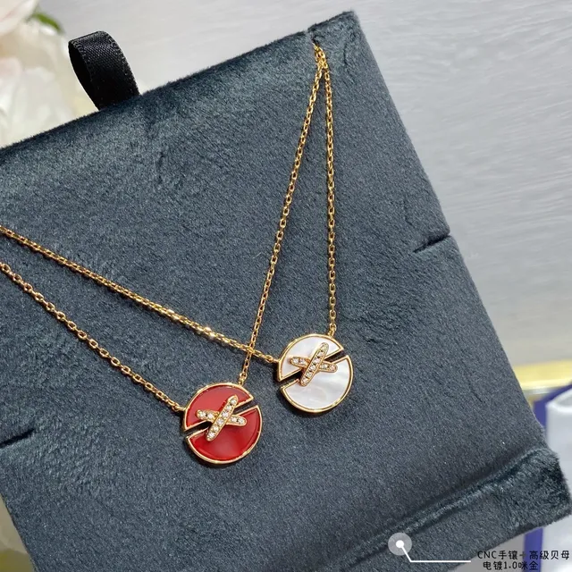 Collier X-Bar avec perle mère de ton doré 7