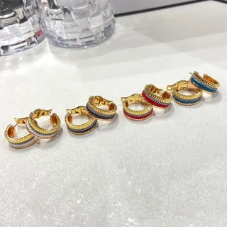 Gold-Tone Multi-Band Enamel Hoop Earrings