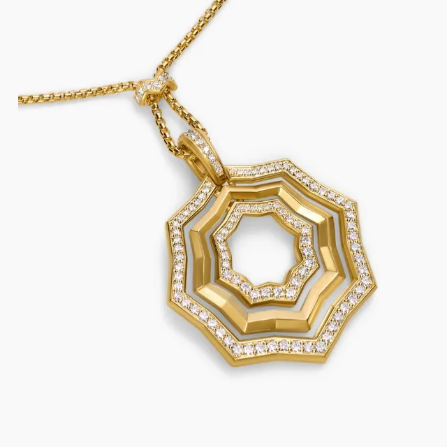 Gold-Tone Multi-Layer Octagonal Pavé Stone Necklace 1