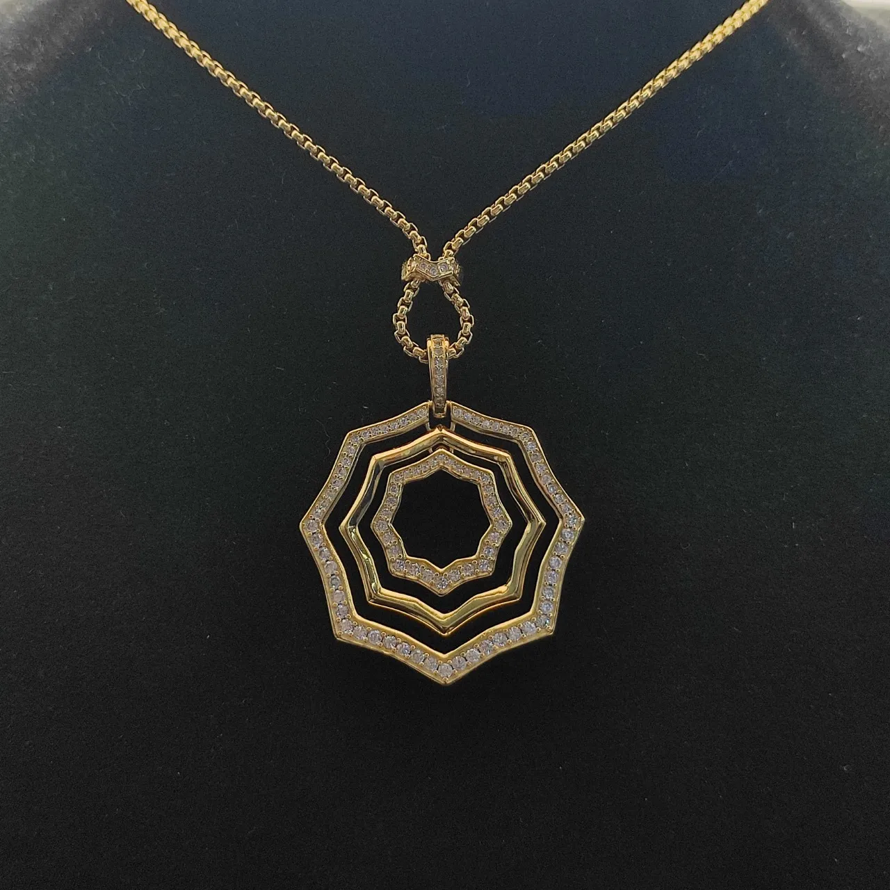 Gold-Tone Multi-Layer Octagonal Pavé Stone Necklace 5