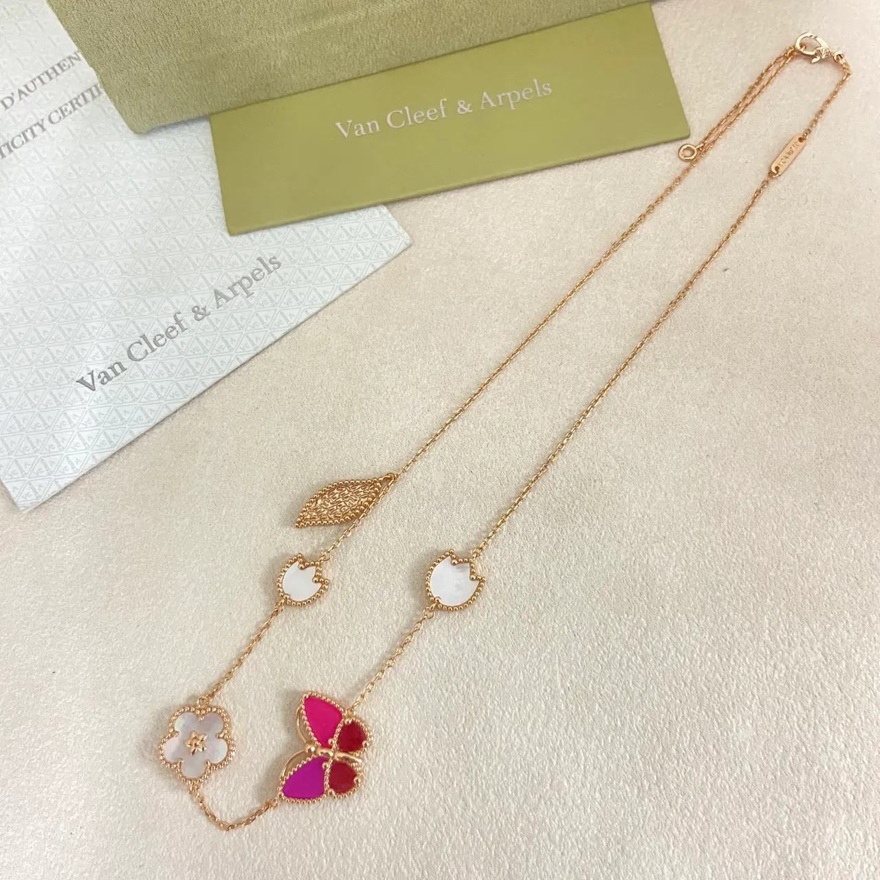 Gold-Tone Multi-Pendant Enamel Floral Butterfly Necklace 2