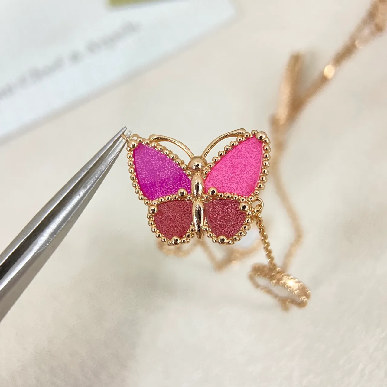 Gold-Tone Multi-Pendant Enamel Floral Butterfly Necklace 4