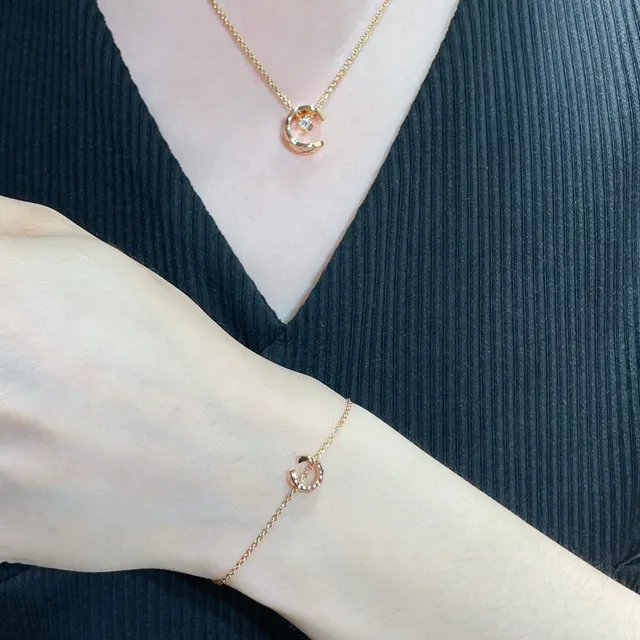 Gold-Tone Open C Charm Chain Bracelet 9