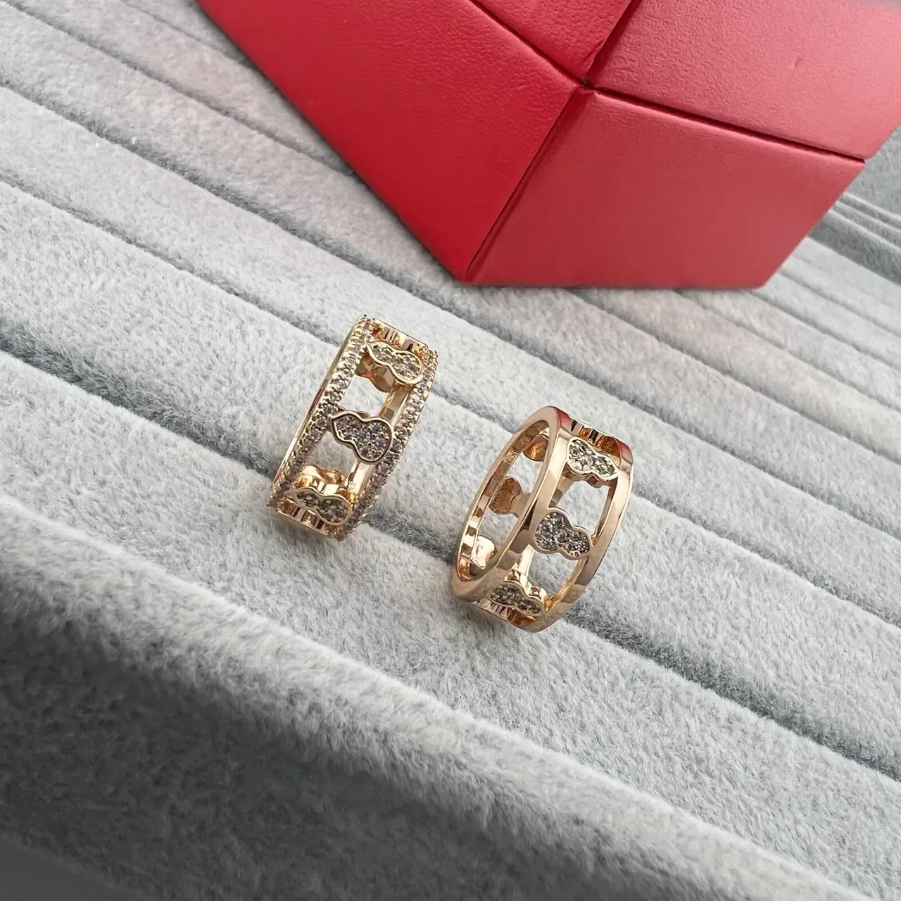 Gold-Tone Pavé Crystal Openwork Heart Motif Rings 6
