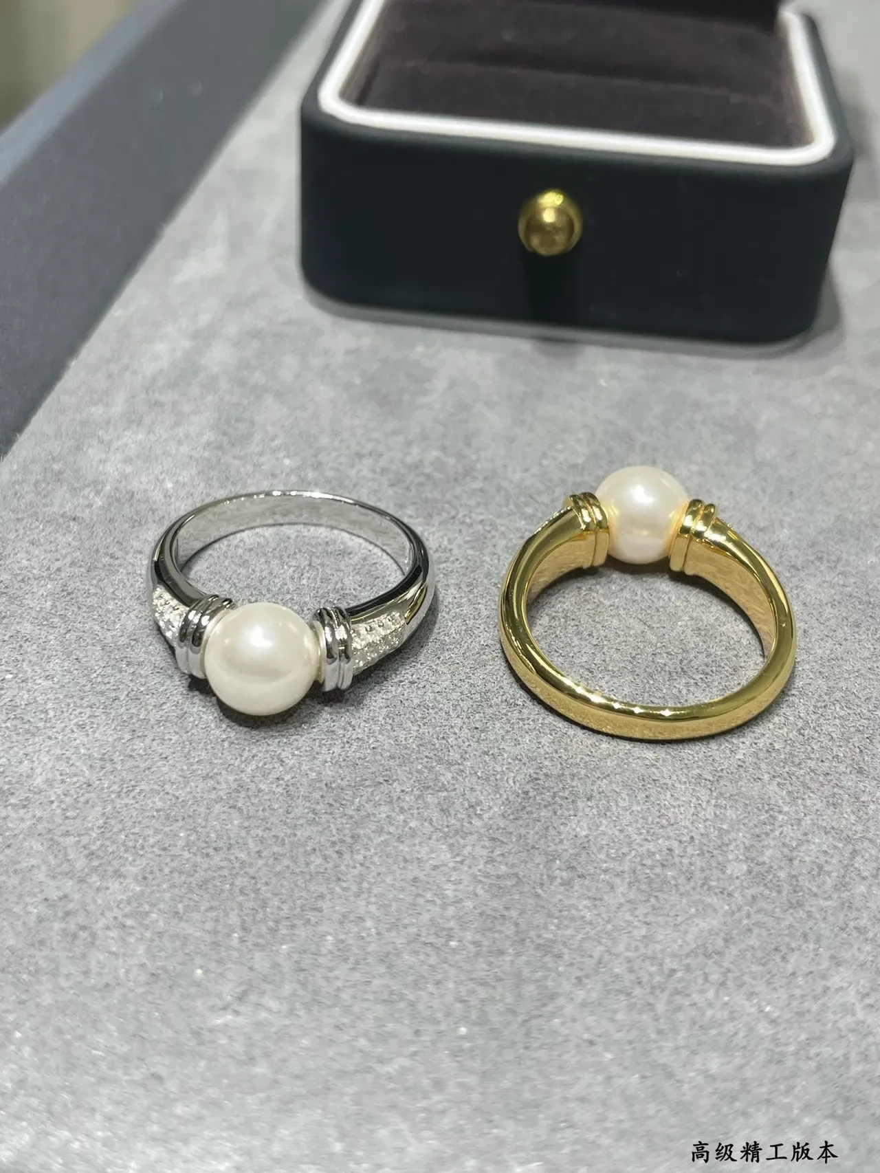 Gold-Tone Pearl and Pavé Stone Ring 3