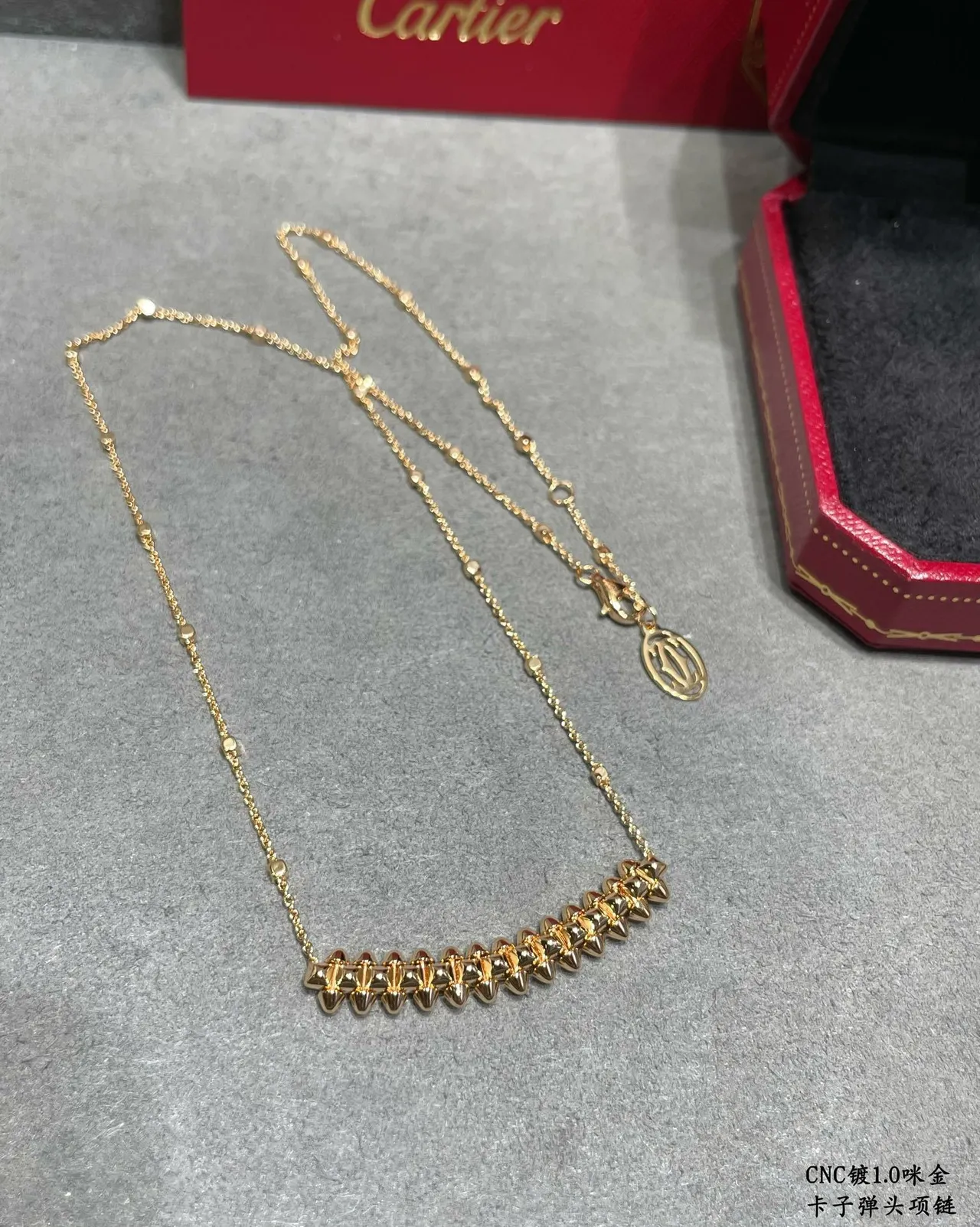 Gold-Tone Pyramid-Stud Bar Pendant Necklace 3