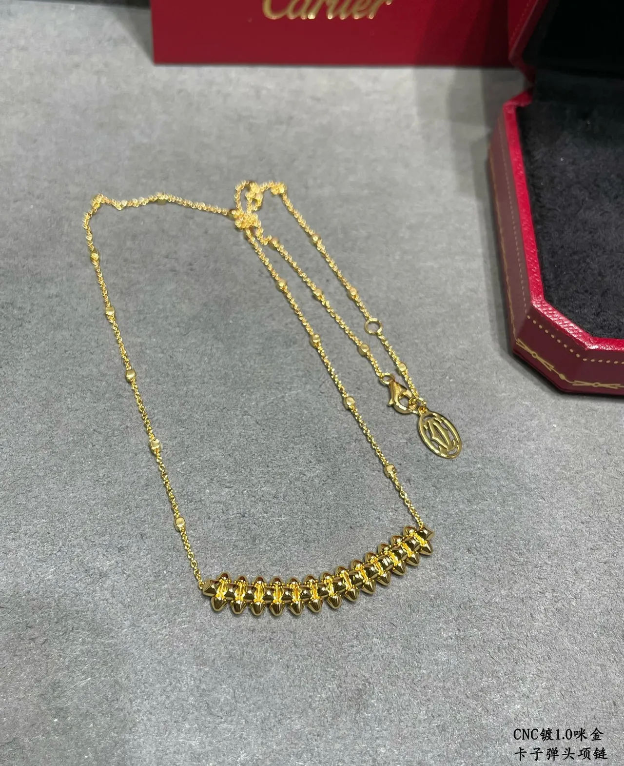 Gold-Tone Pyramid-Stud Bar Pendant Necklace 5