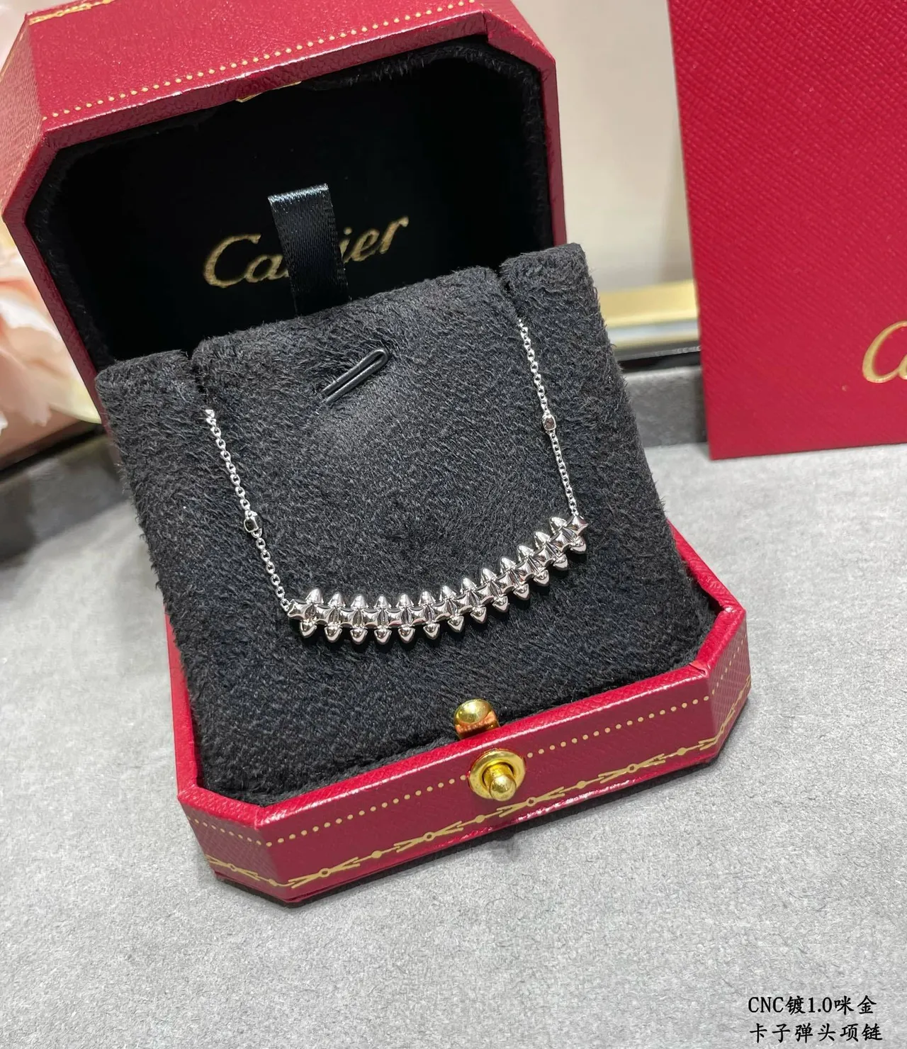 Gold-Tone Pyramid-Stud Bar Pendant Necklace 7