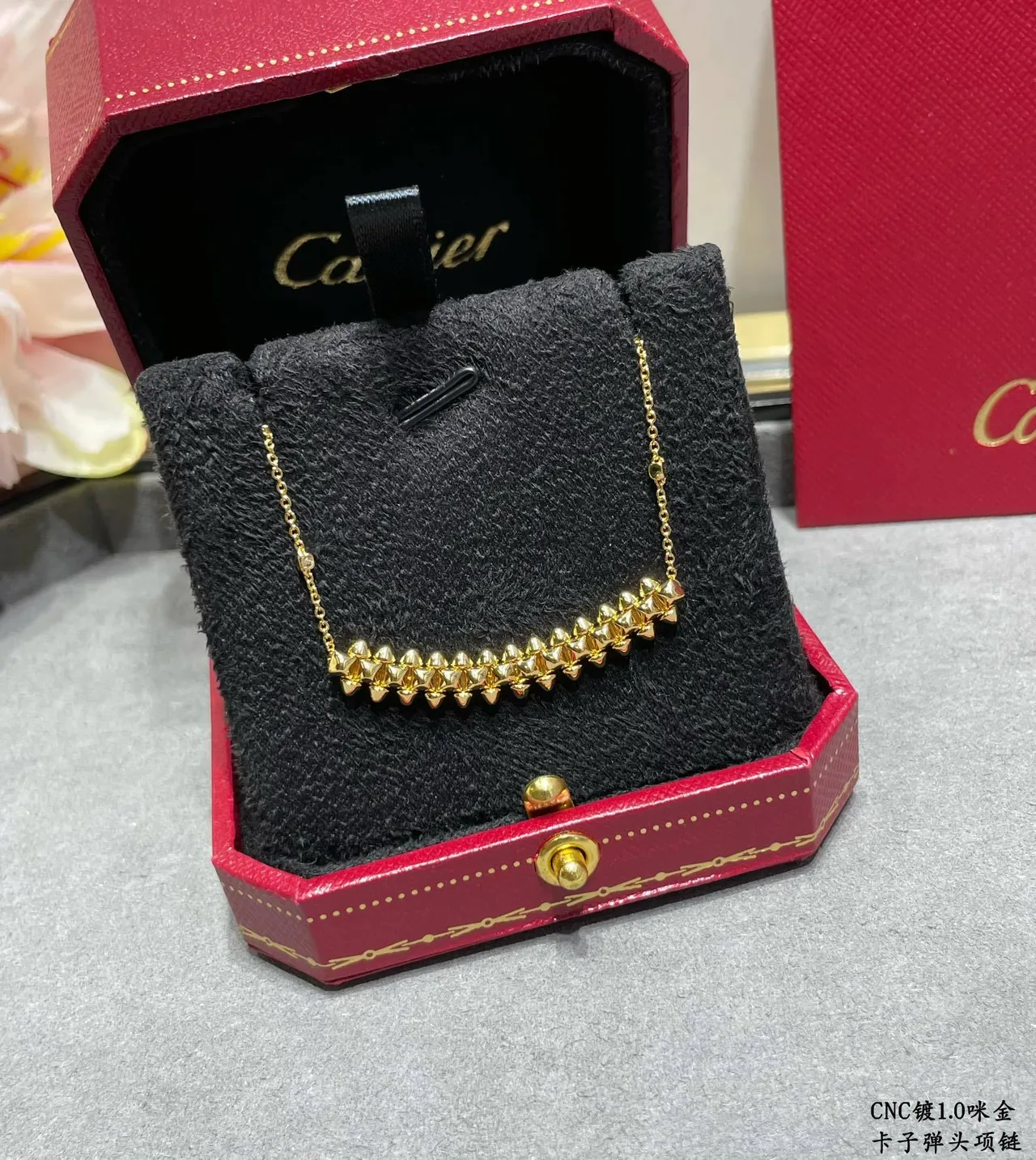 Gold-Tone Pyramid-Stud Bar Pendant Necklace 8