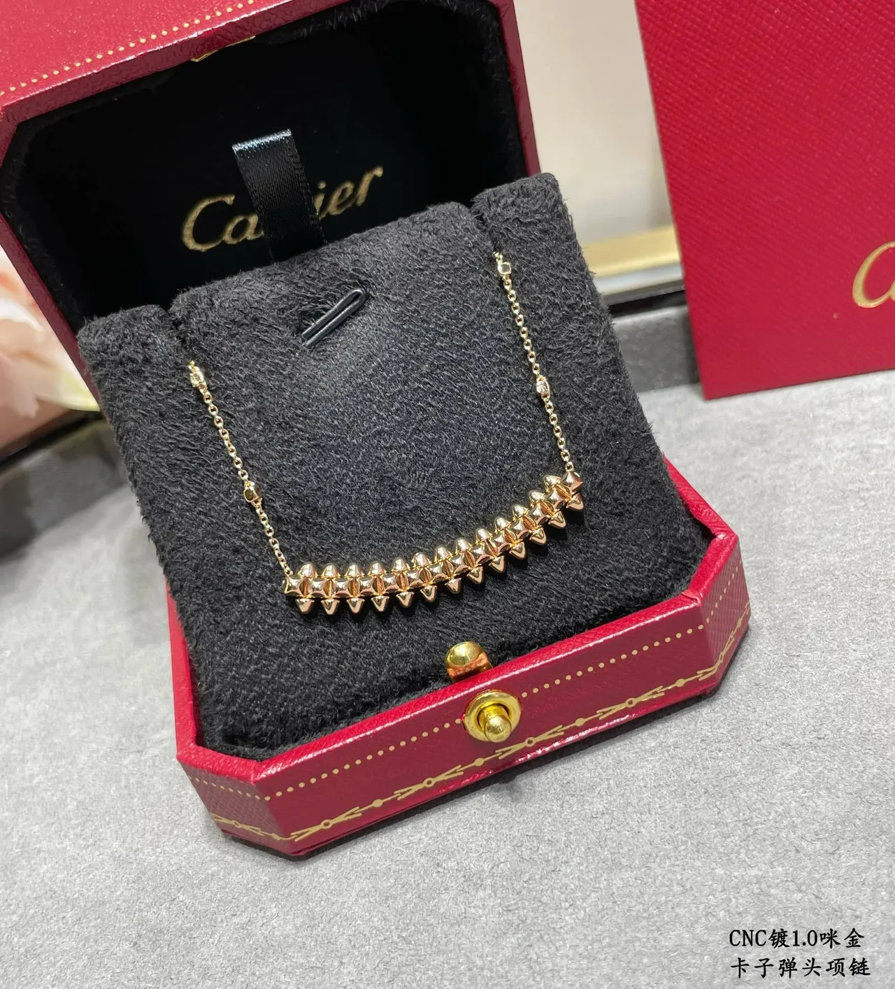 Gold-Tone Pyramid-Stud Bar Pendant Necklace 9