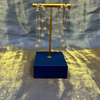 Gold-Tone Star Crystal Chandelier Earrings