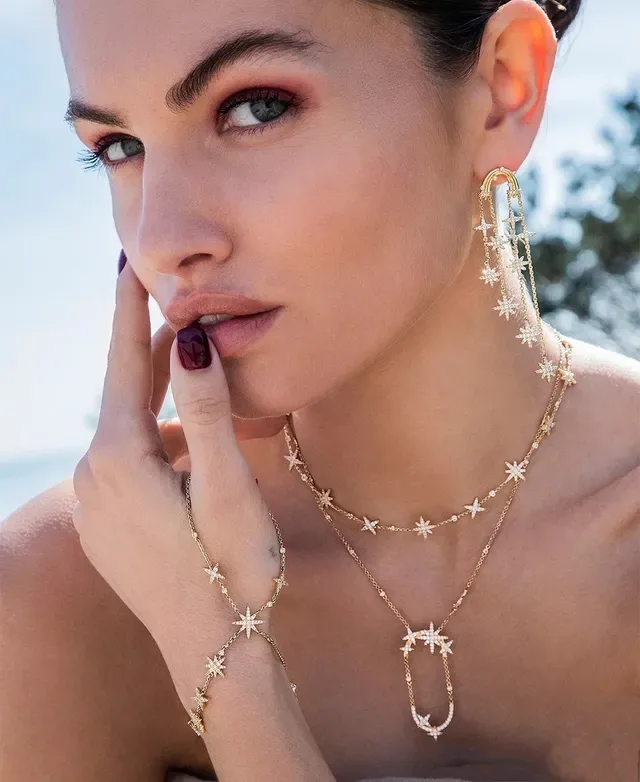 Gold-Tone Star Crystal Chandelier Earrings 5