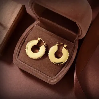 Gold-Tone Textured-Edge Hoop Earrings