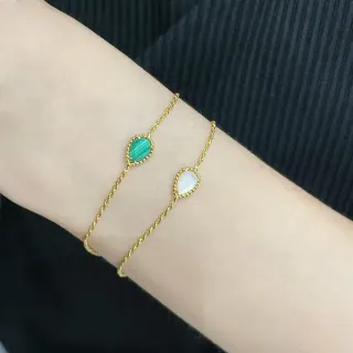 سوار متراص ذهبي اللون سلسلة حبل ملتفة حجر شكل قطرة