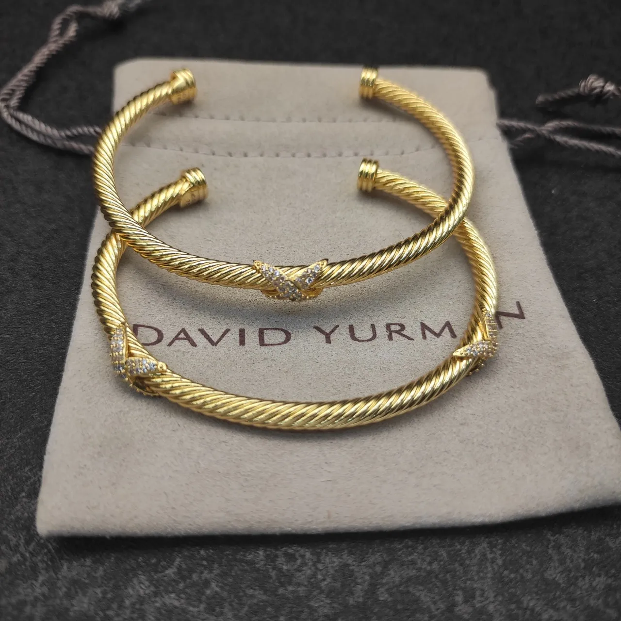 Gold-Tone Twisted Rope Pavé Crystal Open Cuff Bracelets 5