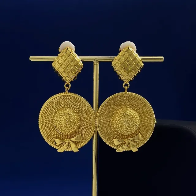 Gold-Tone Woven Disc Bow Drop Earrings 6