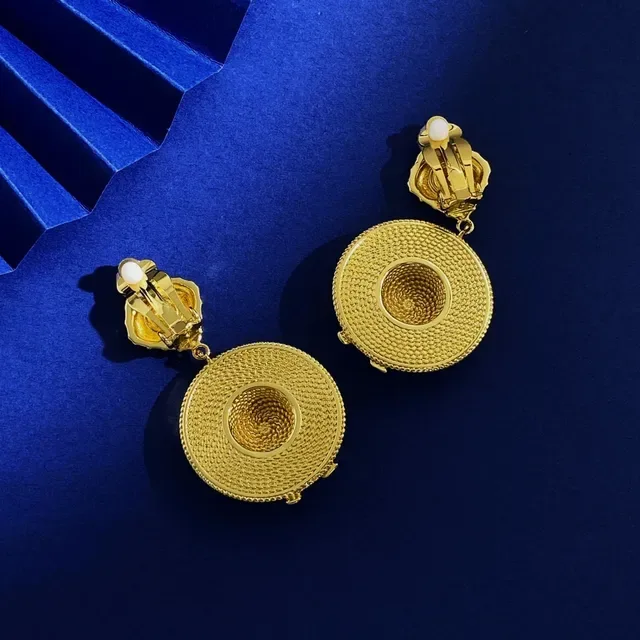 Gold-Tone Woven Disc Bow Drop Earrings 7