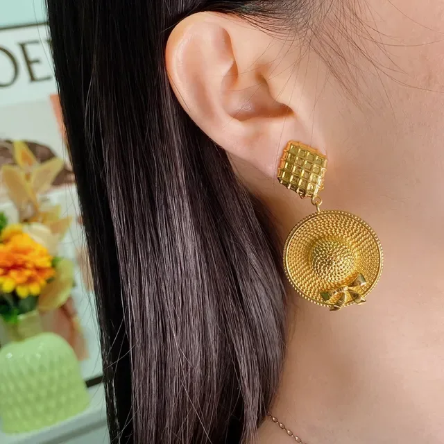 Gold-Tone Woven Disc Bow Drop Earrings 9