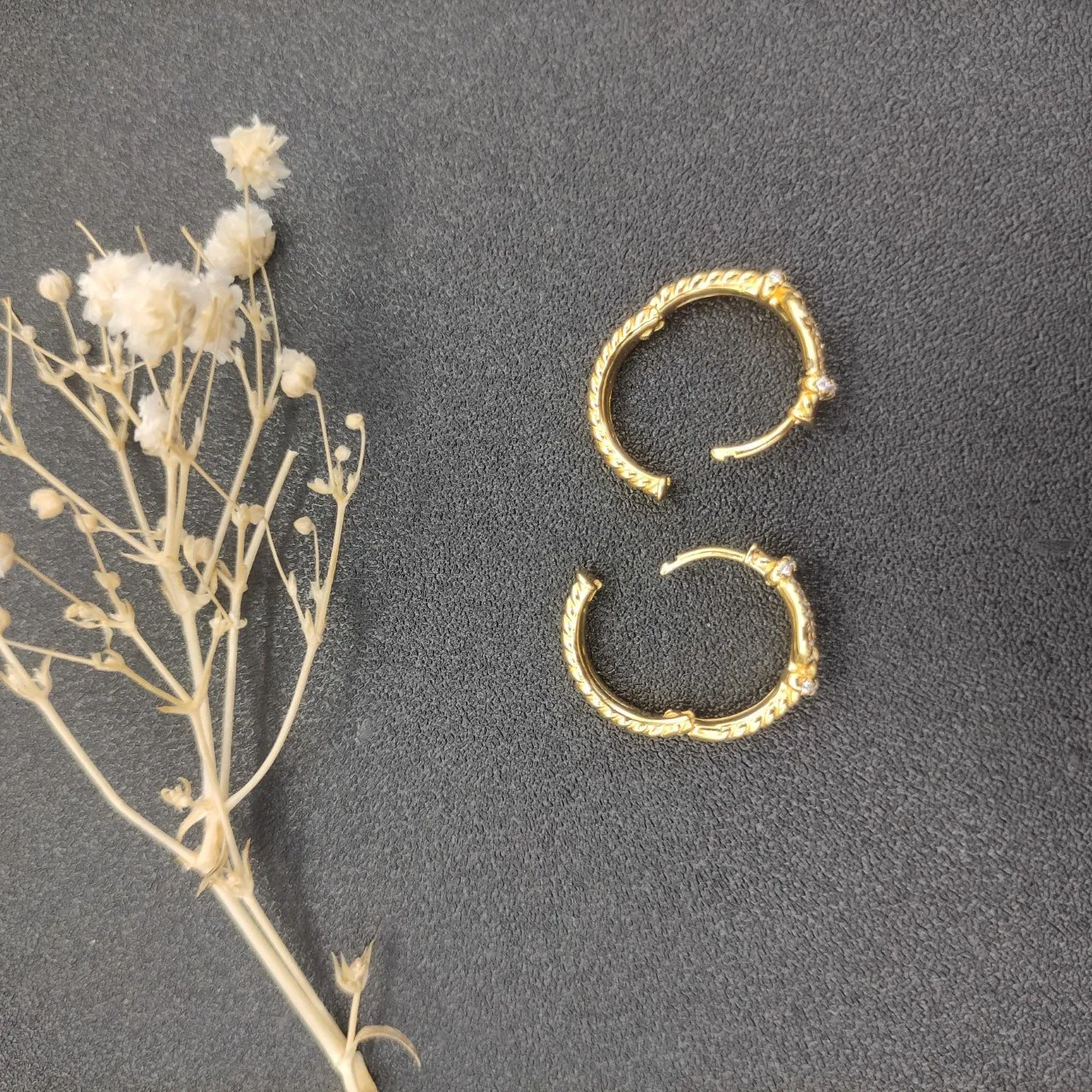 Gold-Toned Knot Motif Pavé Hoop Earrings 3