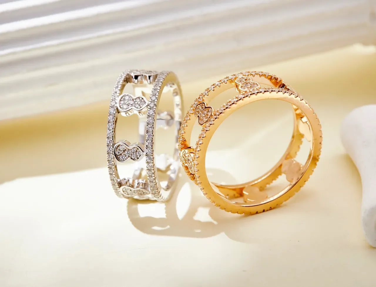 Gold-Toned Pavé-Set Openwork Heart Motif Ring 6