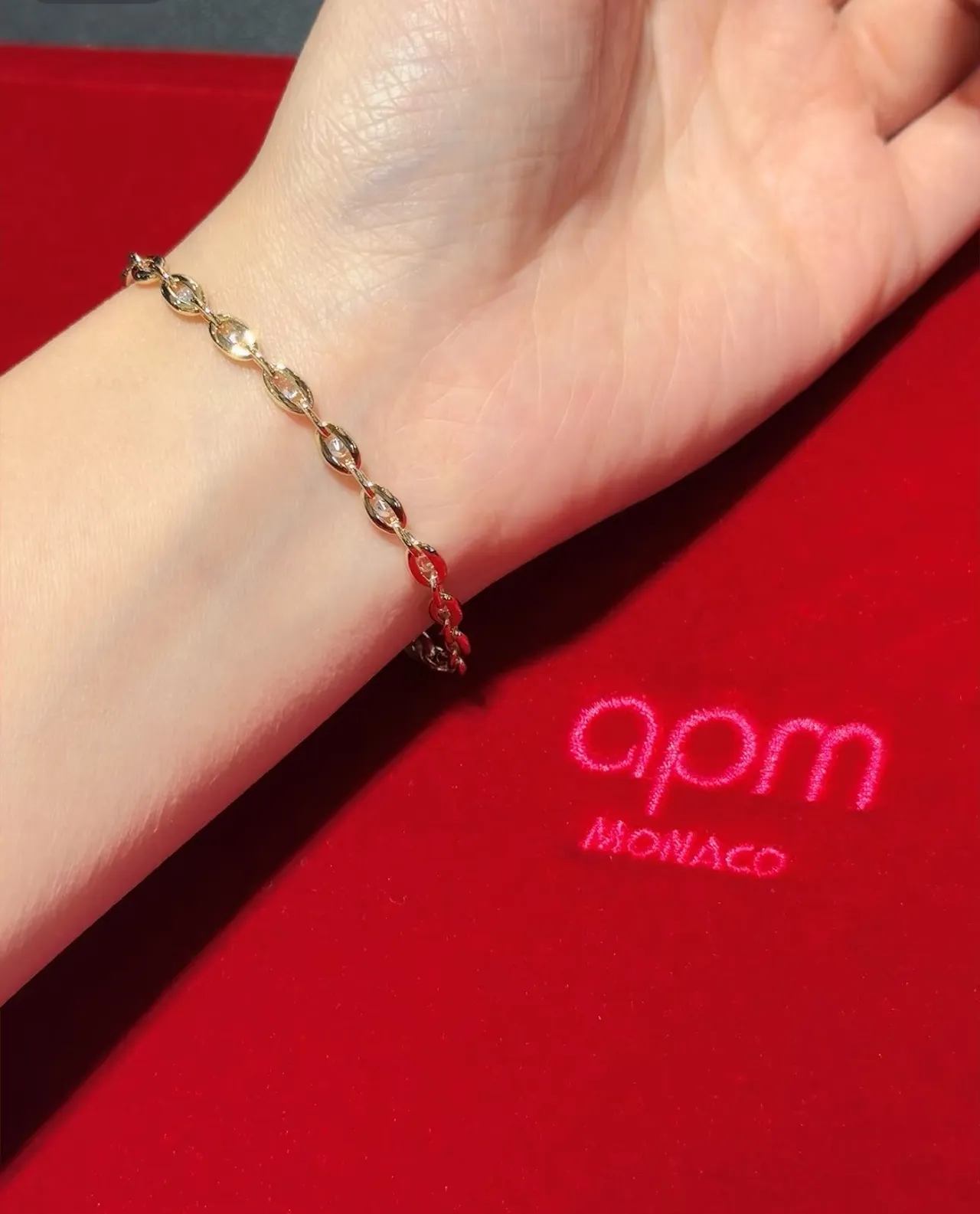 Gold-Toned Pave Stone Link Chain Bracelet 4