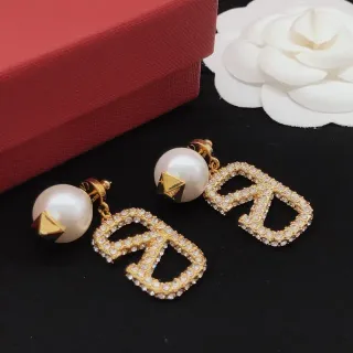 Gold White Pearl Stud Crystal Pavé Earrings