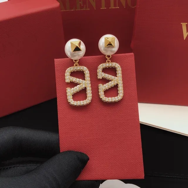Gold White Pearl Stud Crystal Pavé Earrings 7